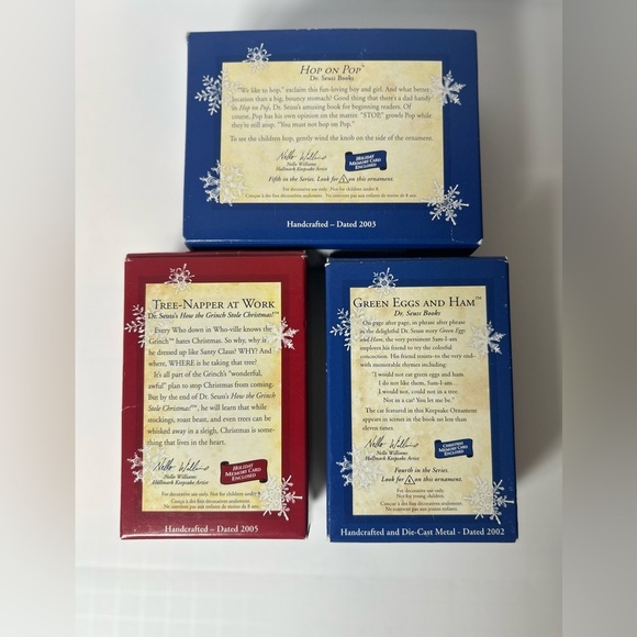 Dr. Seuss Keepsake Ornament Set of 3 The Grinch Christmas Hallmark Keepsake NEW - Picture 2 of 7